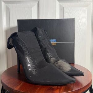 Black Sheer Women's Sock Heel Going out Date Night Stiletto Pointed Toe